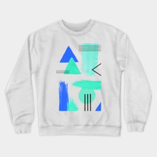 Abstract Composition in Aqua and Blue Crewneck Sweatshirt